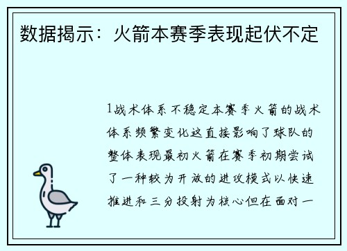 数据揭示：火箭本赛季表现起伏不定